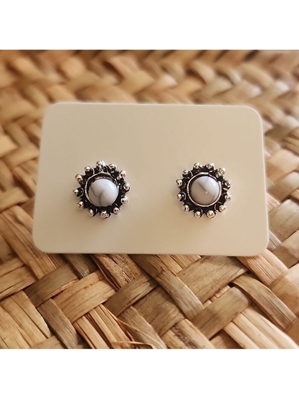 Southwestern Simulated Turquoise Stud Earrings Simulated Jasper